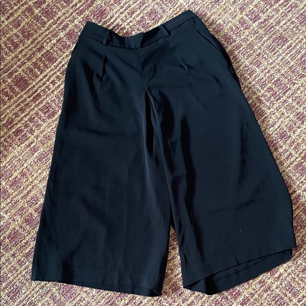 Navy Wide-Leg Culottes
